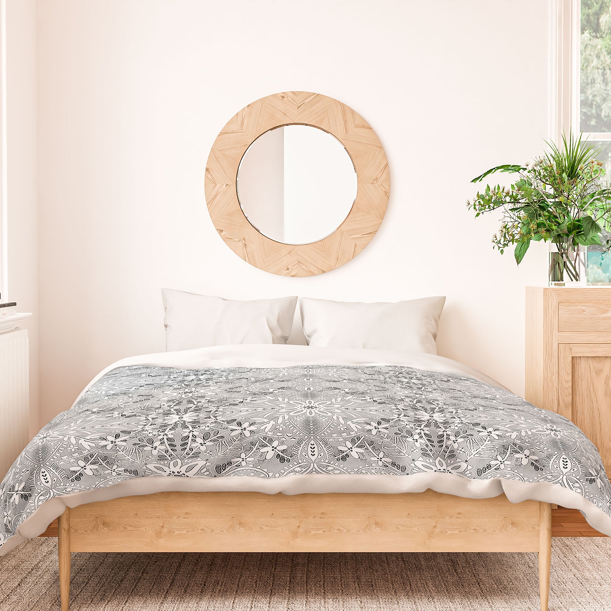 Marta Barragan Camarasa Intricate Floral Symmetry Duvet Cover