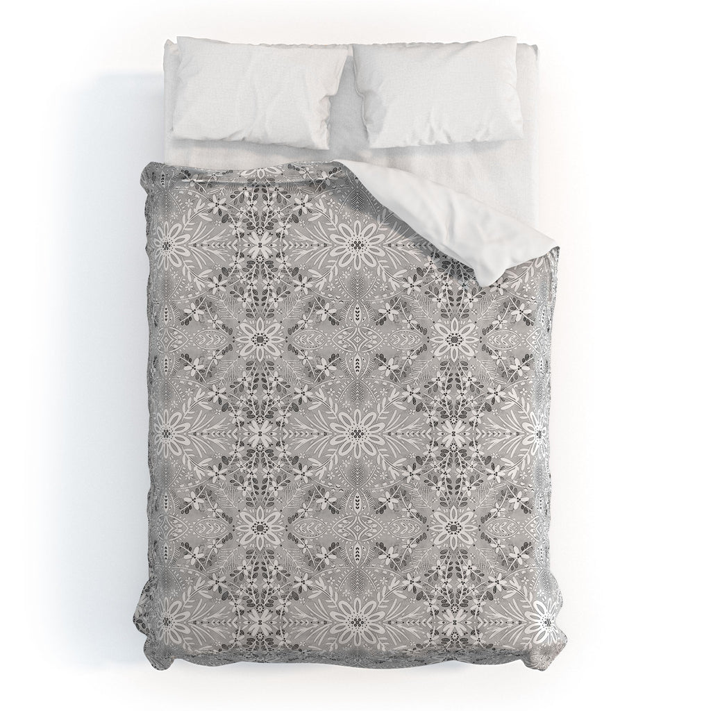 Marta Barragan Camarasa Intricate Floral Symmetry Duvet Cover