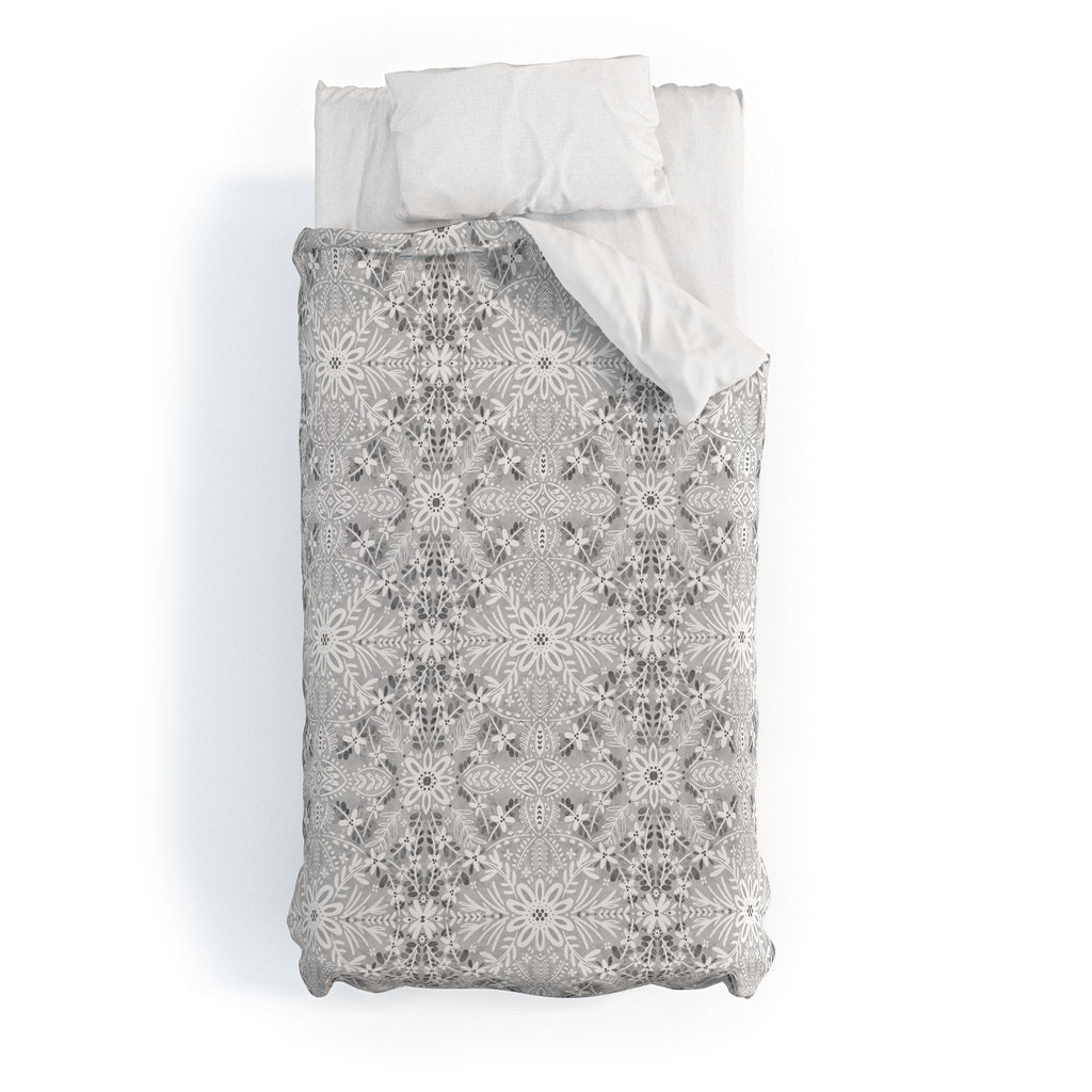 Marta Barragan Camarasa Intricate Floral Symmetry Duvet Cover