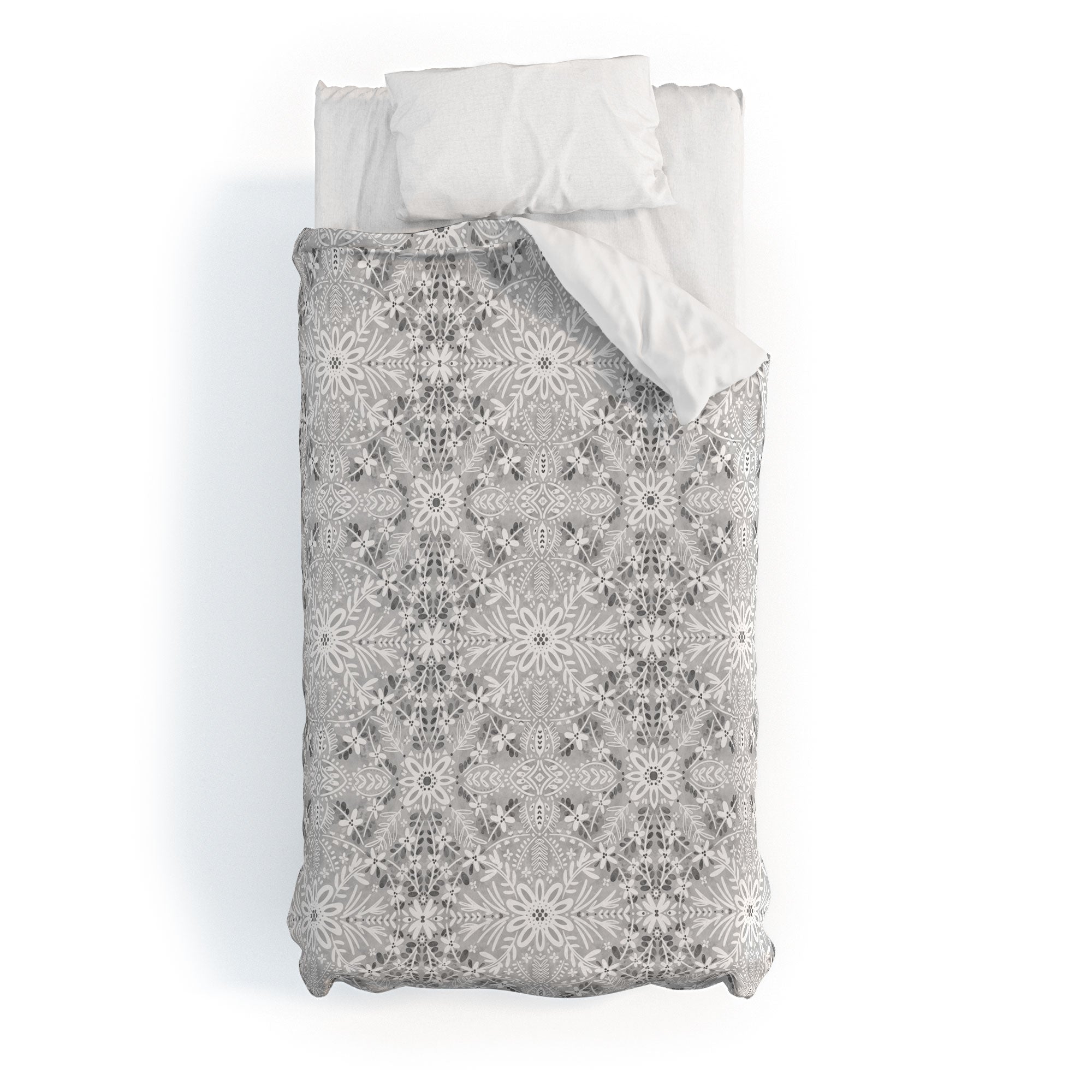 Marta Barragan Camarasa Intricate Floral Symmetry Duvet Cover