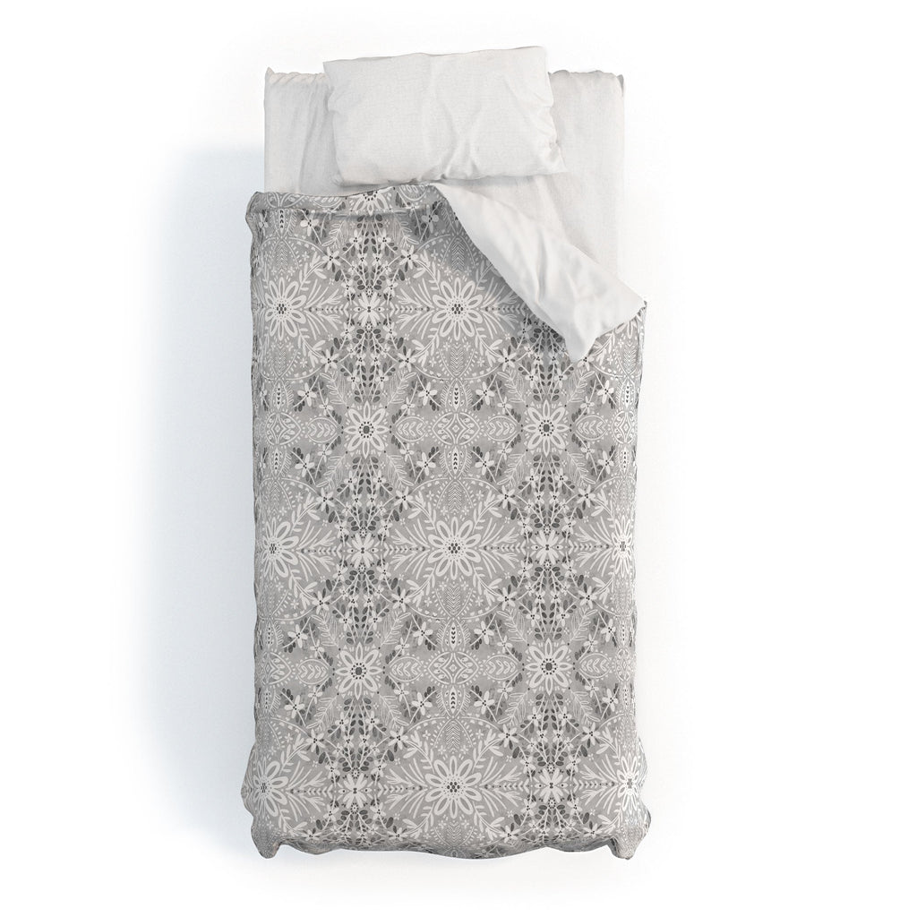 Marta Barragan Camarasa Intricate Floral Symmetry Duvet Cover