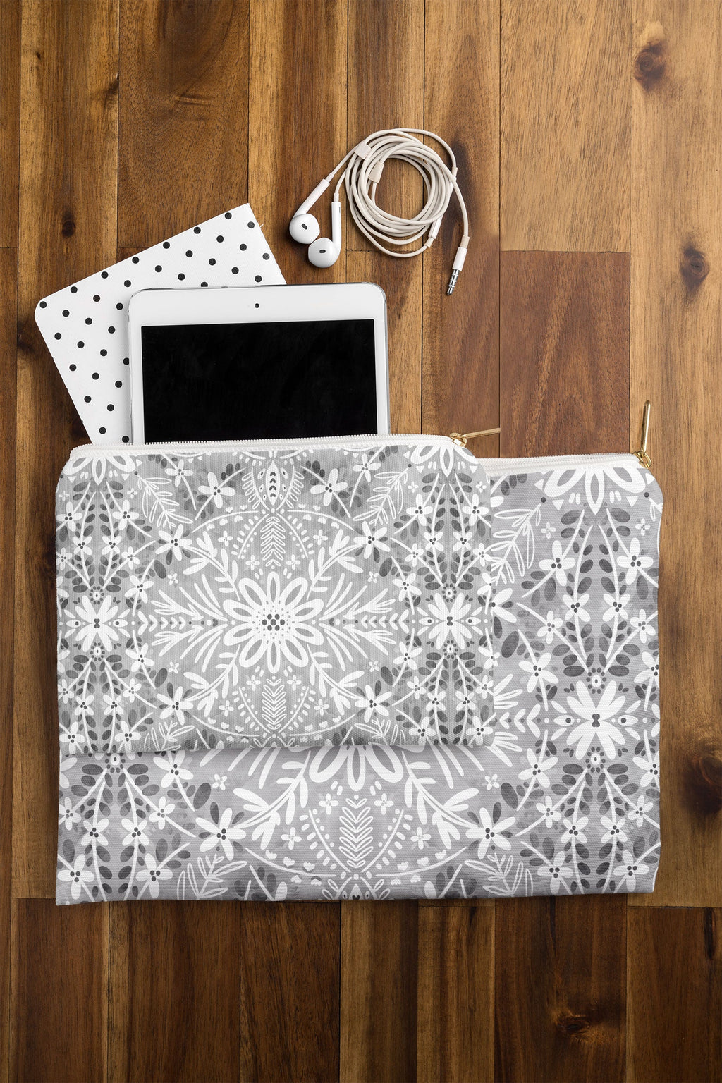 Marta Barragan Camarasa Intricate Floral Symmetry Pouch
