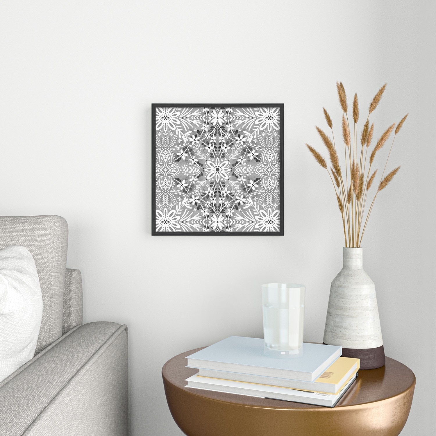 Marta Barragan Camarasa Intricate Floral Symmetry Square Metal Framed Art Print