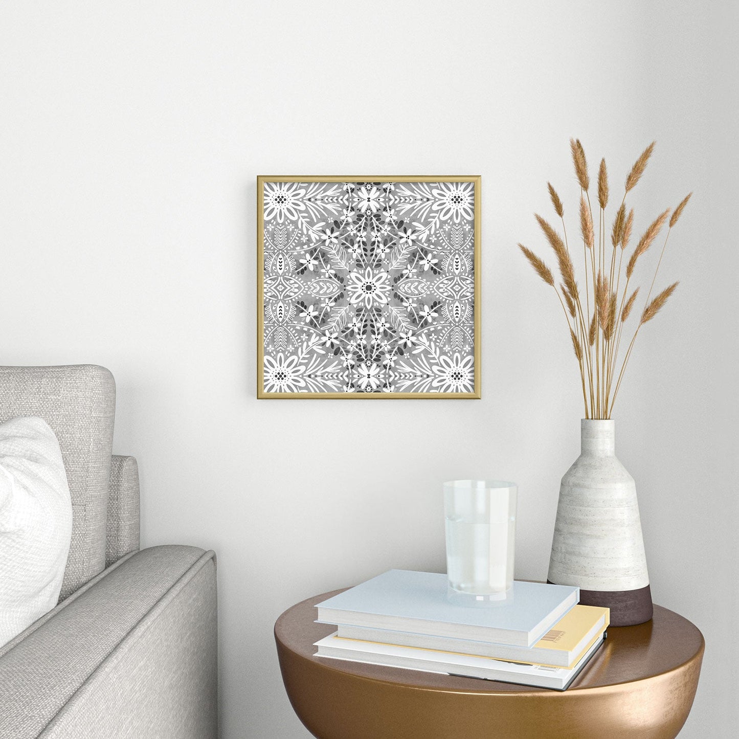 Marta Barragan Camarasa Intricate Floral Symmetry Square Metal Framed Art Print