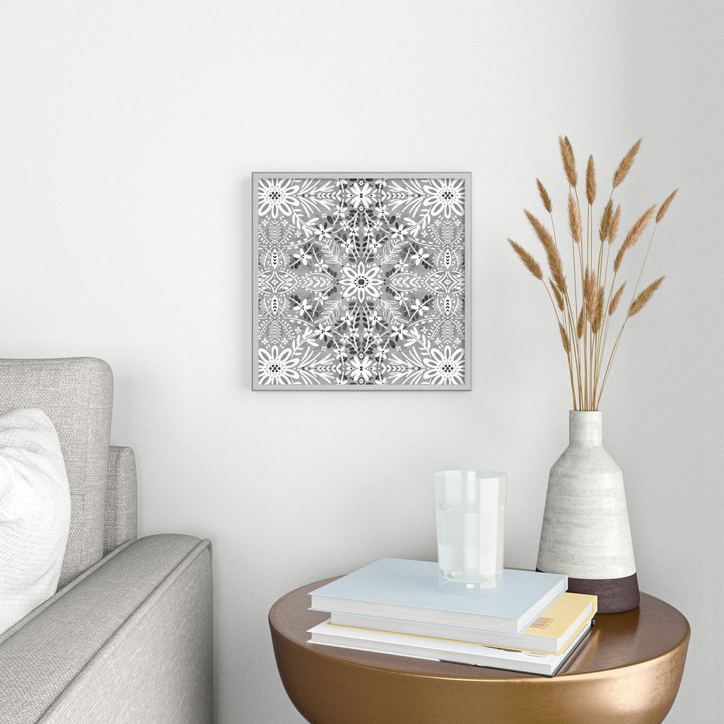 Marta Barragan Camarasa Intricate Floral Symmetry Square Metal Framed Art Print