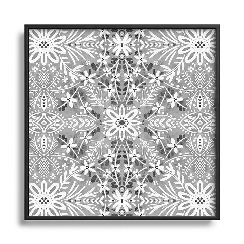Marta Barragan Camarasa Intricate Floral Symmetry Square Metal Framed Art Print