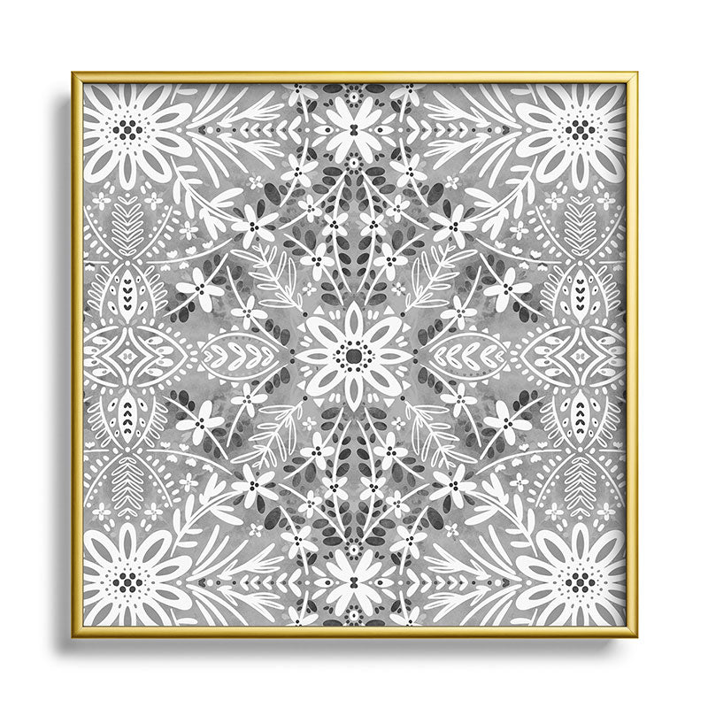 Marta Barragan Camarasa Intricate Floral Symmetry Square Metal Framed Art Print