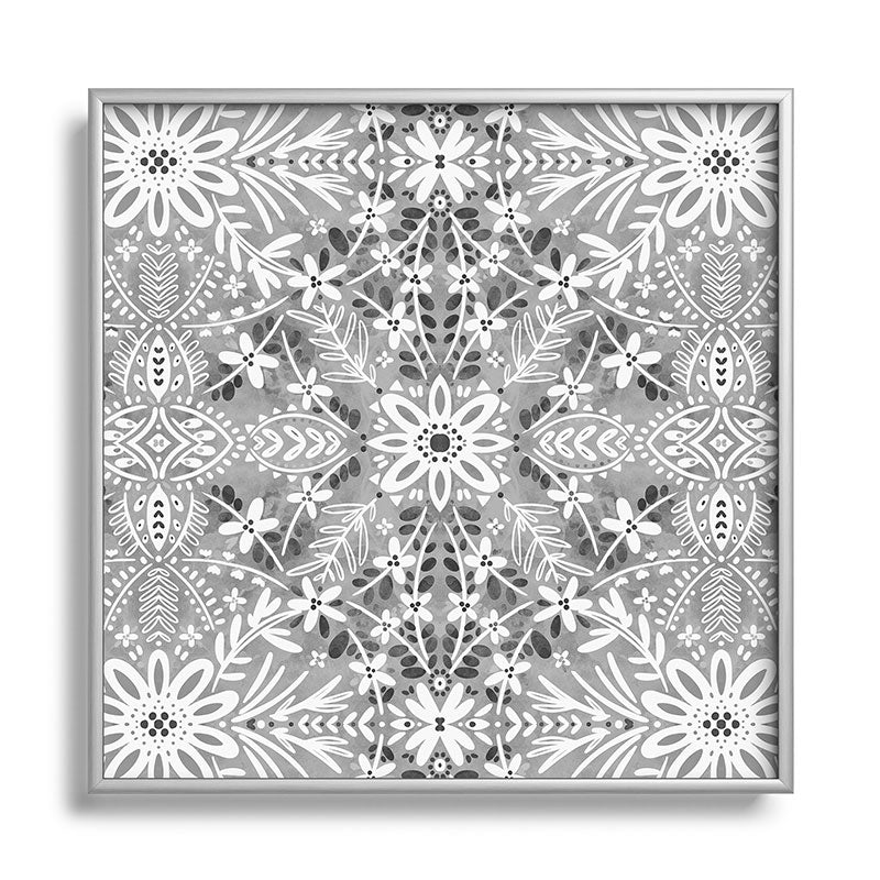 Marta Barragan Camarasa Intricate Floral Symmetry Square Metal Framed Art Print