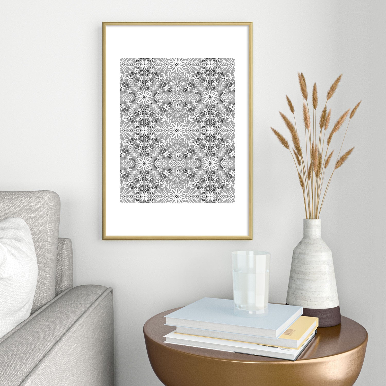 Marta Barragan Camarasa Intricate Floral Symmetry Metal Framed Art Print