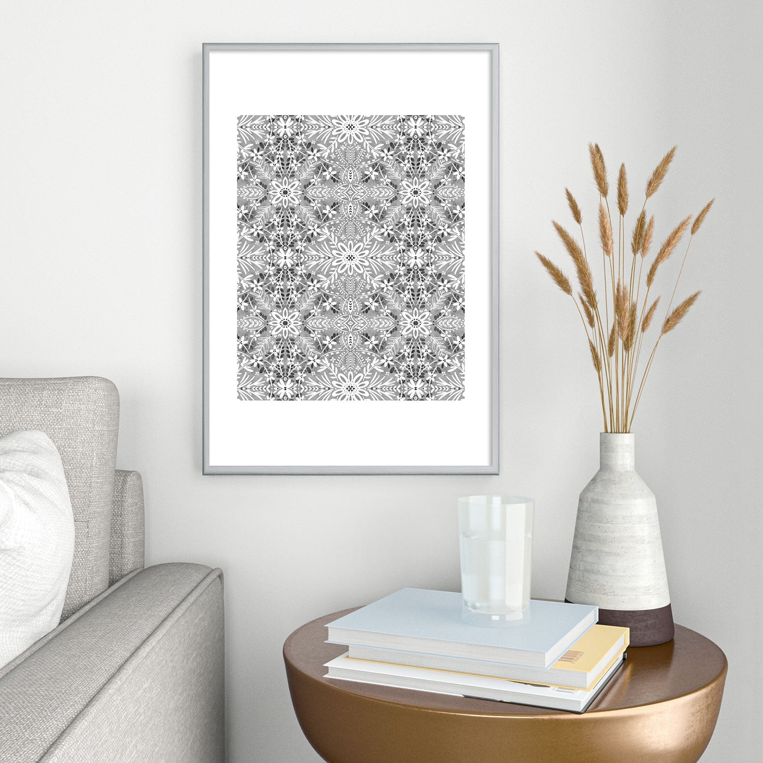 Marta Barragan Camarasa Intricate Floral Symmetry Metal Framed Art Print