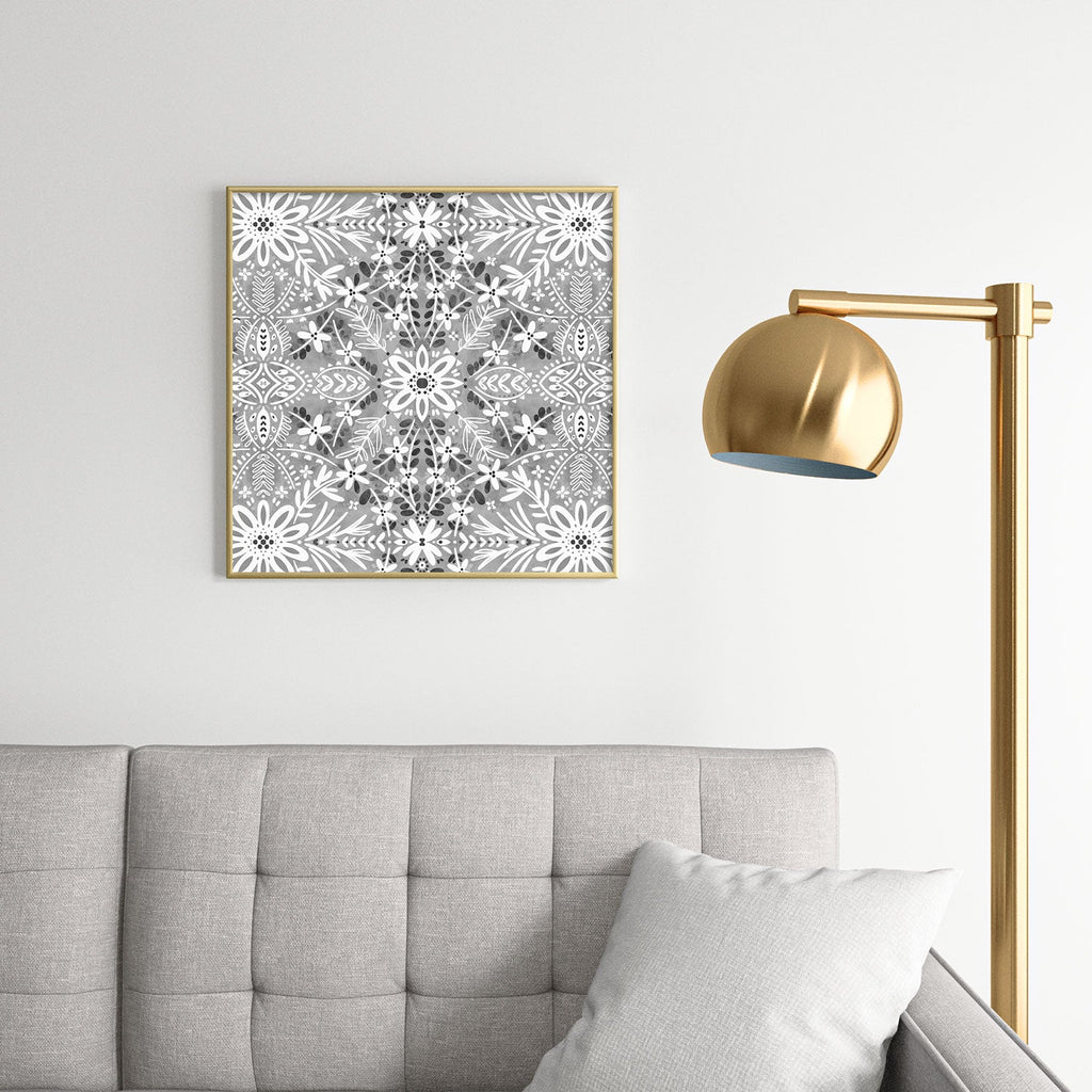 Marta Barragan Camarasa Intricate Floral Symmetry Square Metal Framed Art Print