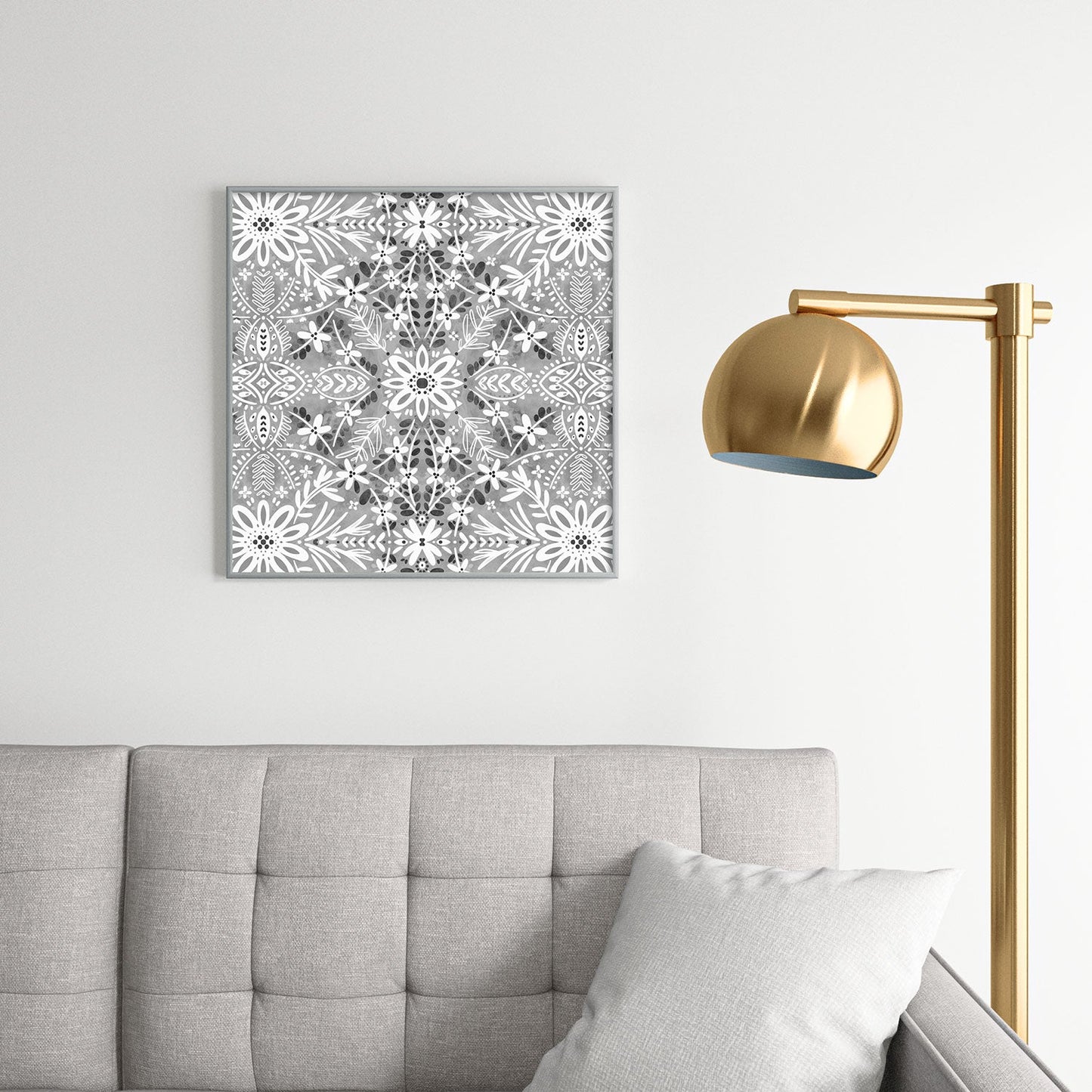 Marta Barragan Camarasa Intricate Floral Symmetry Square Metal Framed Art Print