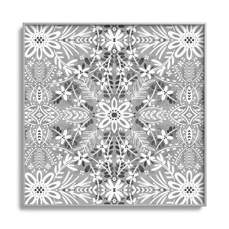 Marta Barragan Camarasa Intricate Floral Symmetry Square Metal Framed Art Print