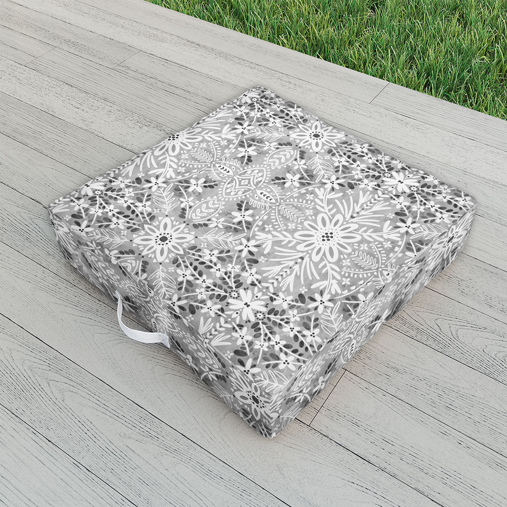 Marta Barragan Camarasa Intricate Floral Symmetry Outdoor Floor Cushion