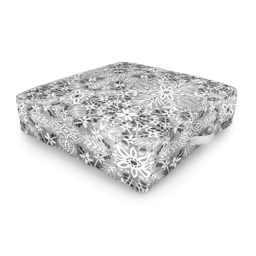 Marta Barragan Camarasa Intricate Floral Symmetry Outdoor Floor Cushion