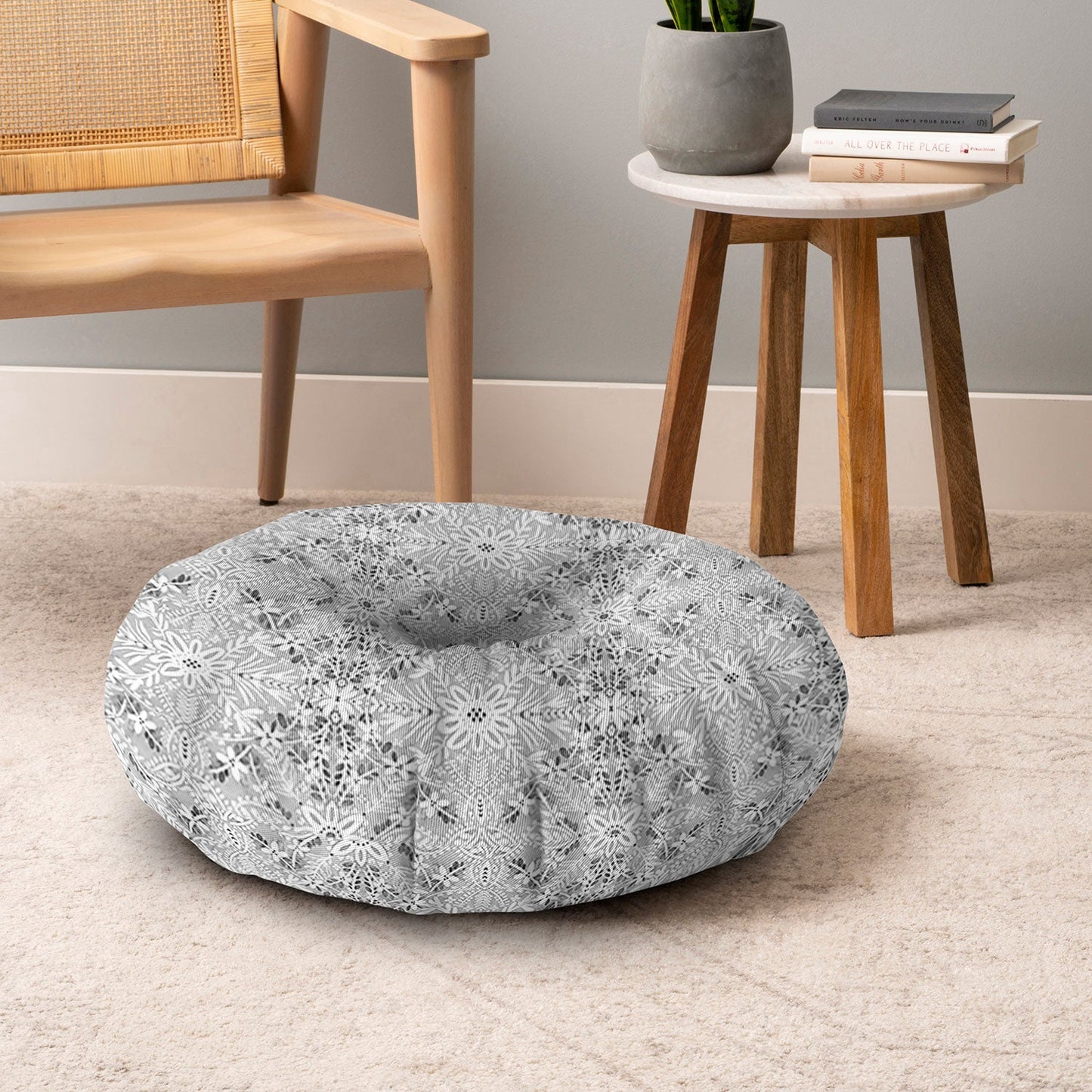 Marta Barragan Camarasa Intricate Floral Symmetry Floor Pillow Round