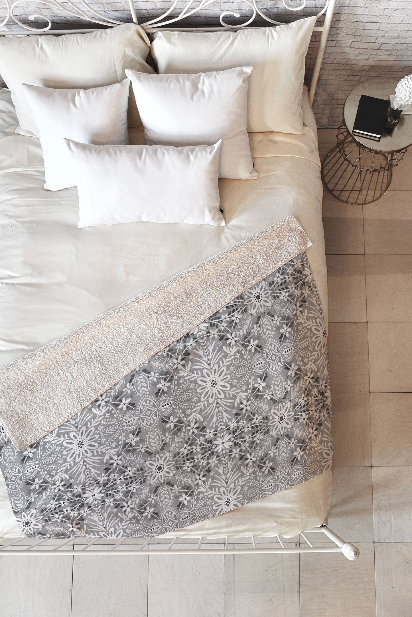 Marta Barragan Camarasa Intricate Floral Symmetry Fleece Throw Blanket