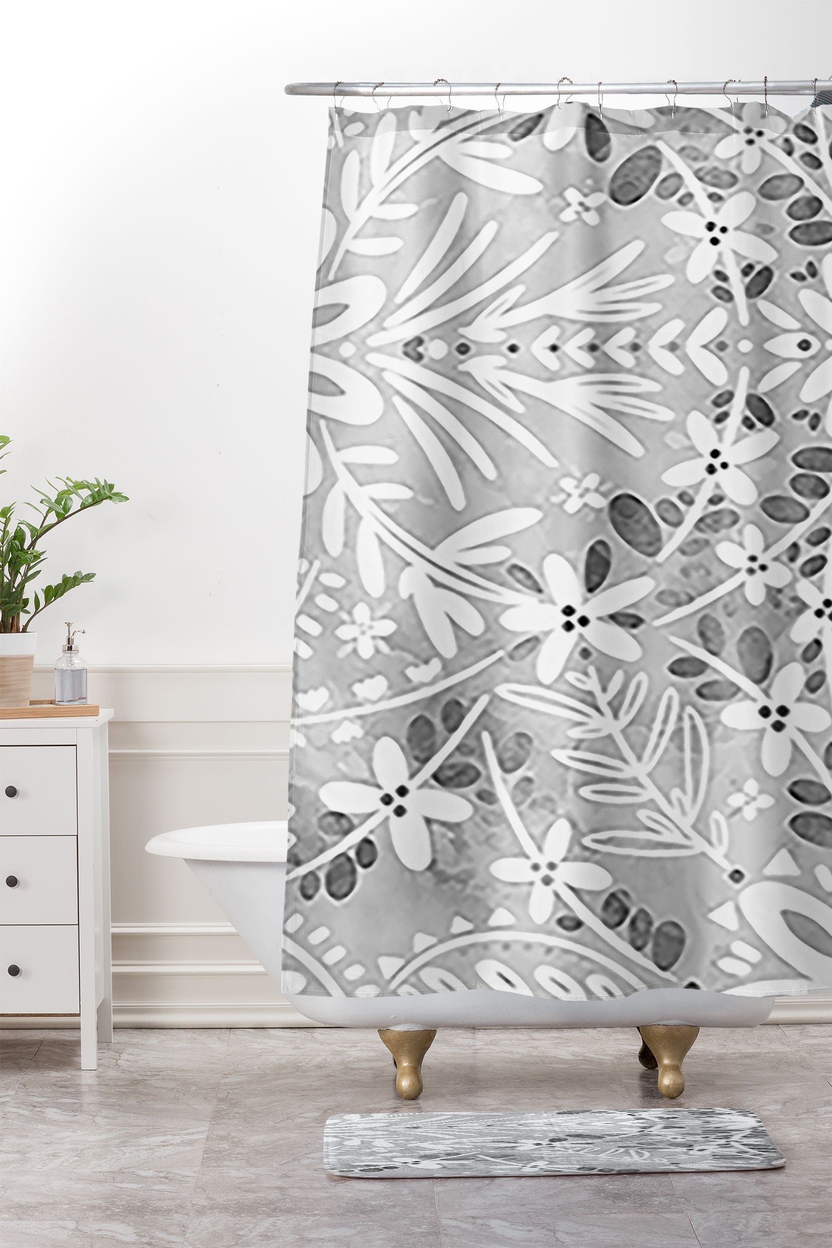 Marta Barragan Camarasa Intricate Floral Symmetry Shower Curtain And Mat