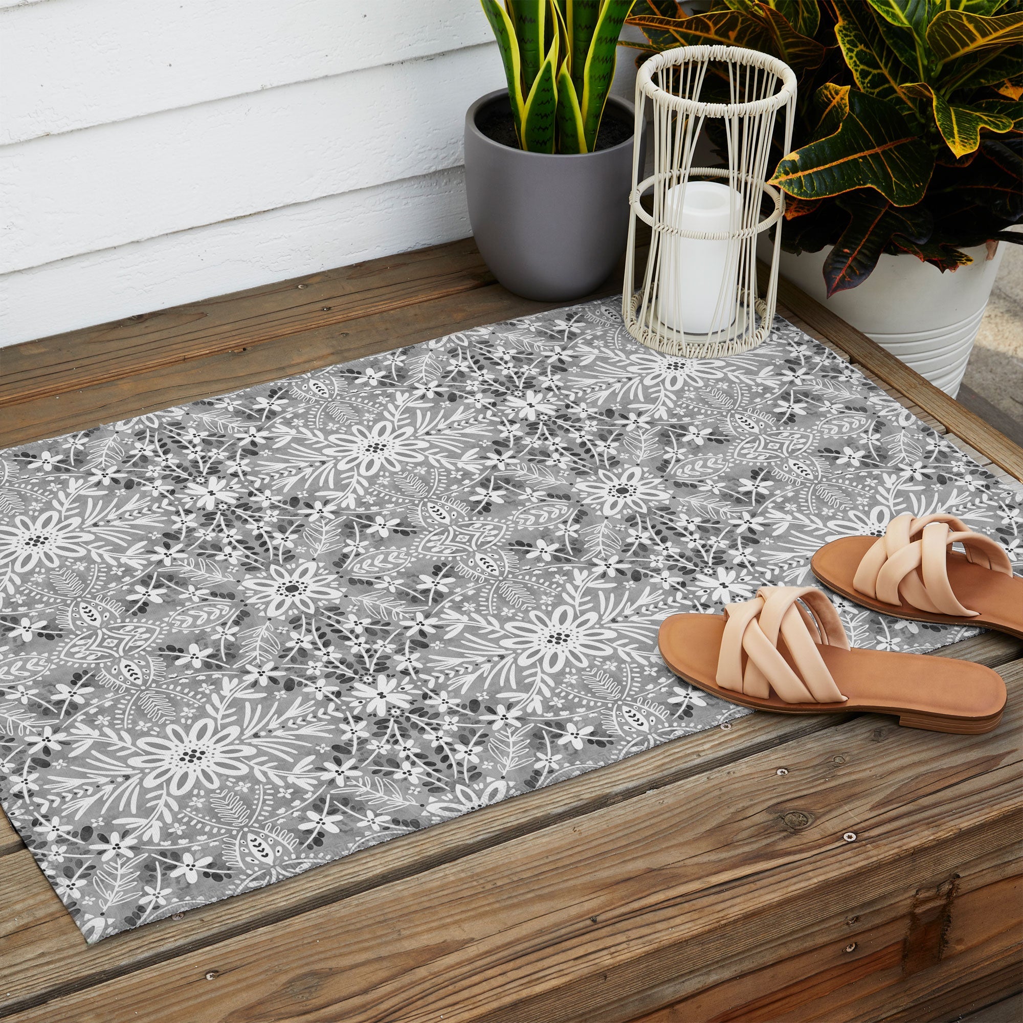 Marta Barragan Camarasa Intricate Floral Symmetry Outdoor Rug