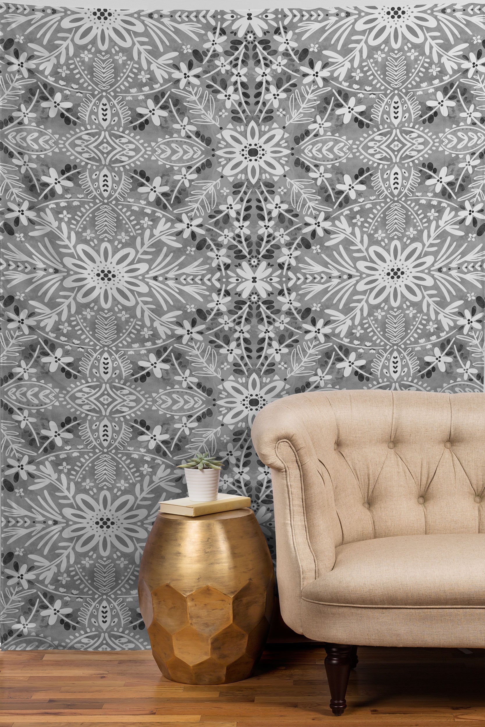 Marta Barragan Camarasa Intricate Floral Symmetry Tapestry