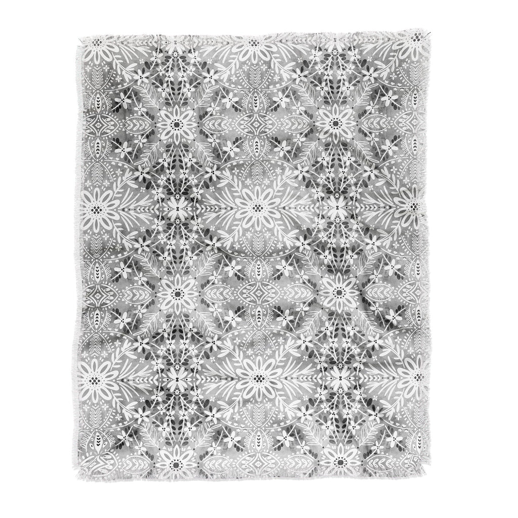 Marta Barragan Camarasa Intricate Floral Symmetry Throw Blanket