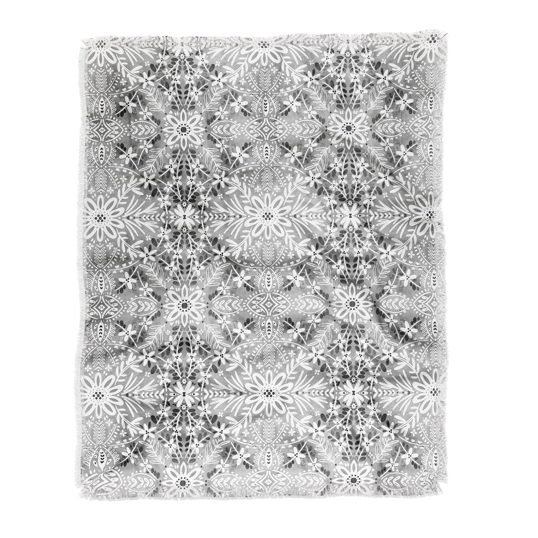 Marta Barragan Camarasa Intricate Floral Symmetry Throw Blanket