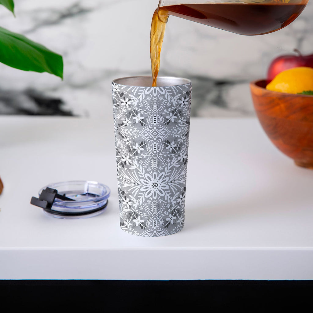 Marta Barragan Camarasa Intricate Floral Symmetry Travel Mug