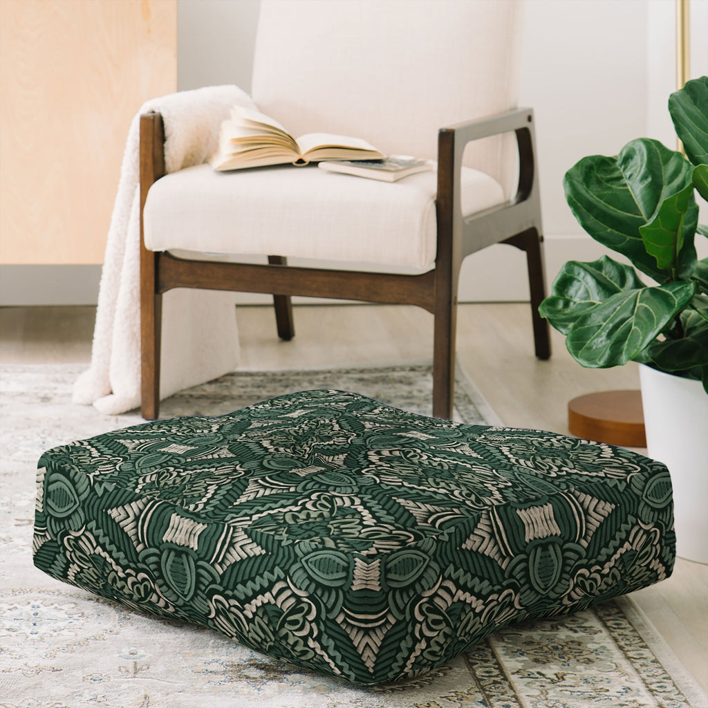 Marta Barragan Camarasa Intricate Forest Mosaic Floor Pillow Square