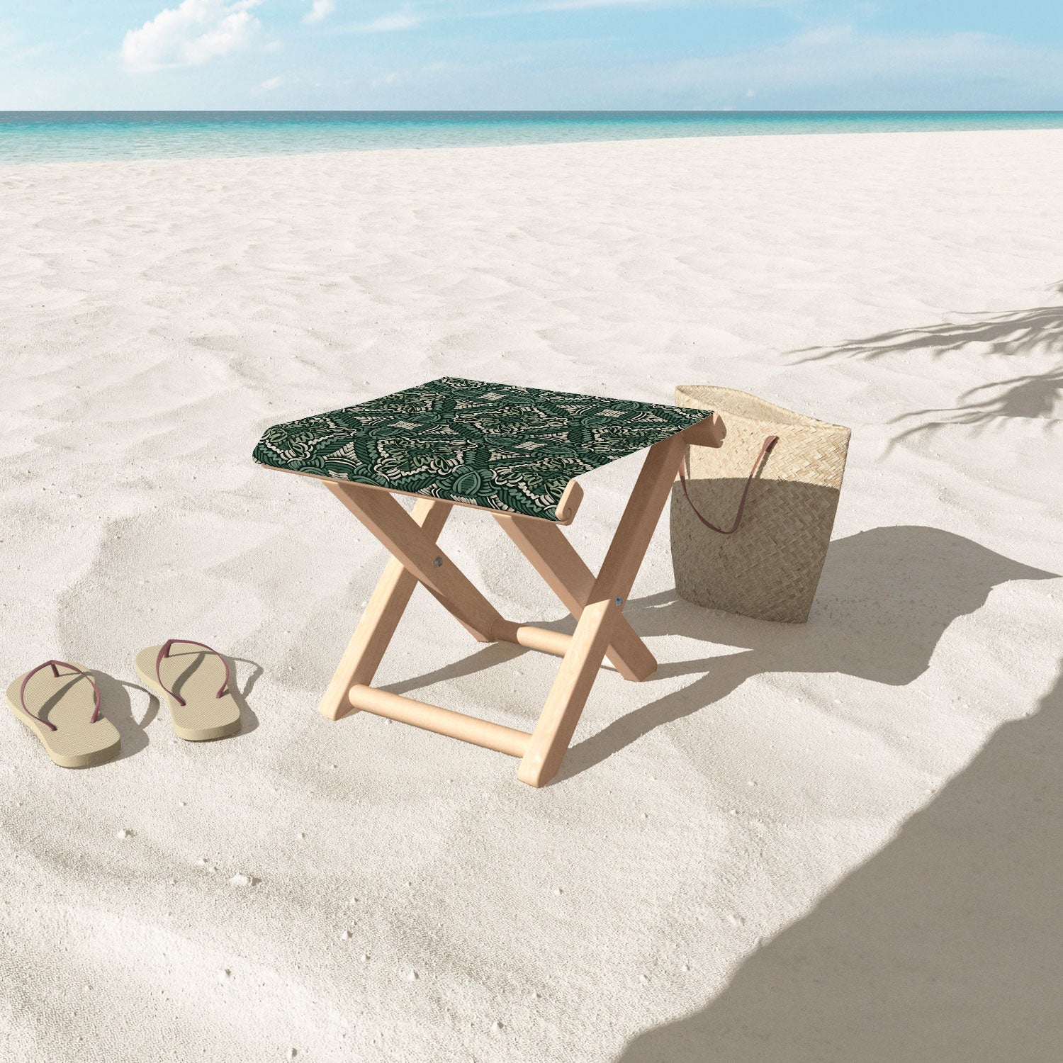 Marta Barragan Camarasa Intricate Forest Mosaic Folding Stool