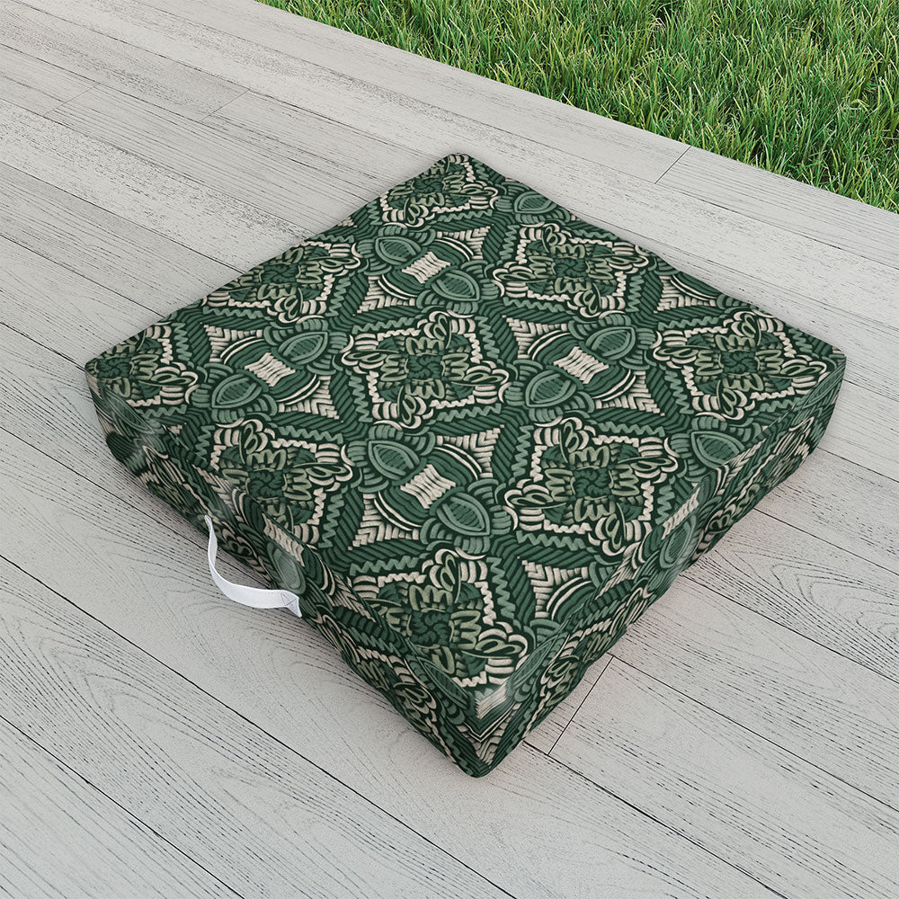 Marta Barragan Camarasa Intricate Forest Mosaic Outdoor Floor Cushion