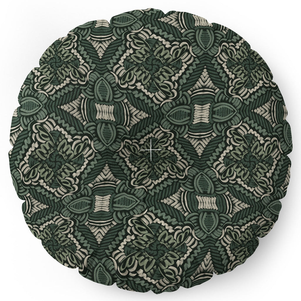 Marta Barragan Camarasa Intricate Forest Mosaic Floor Pillow Round