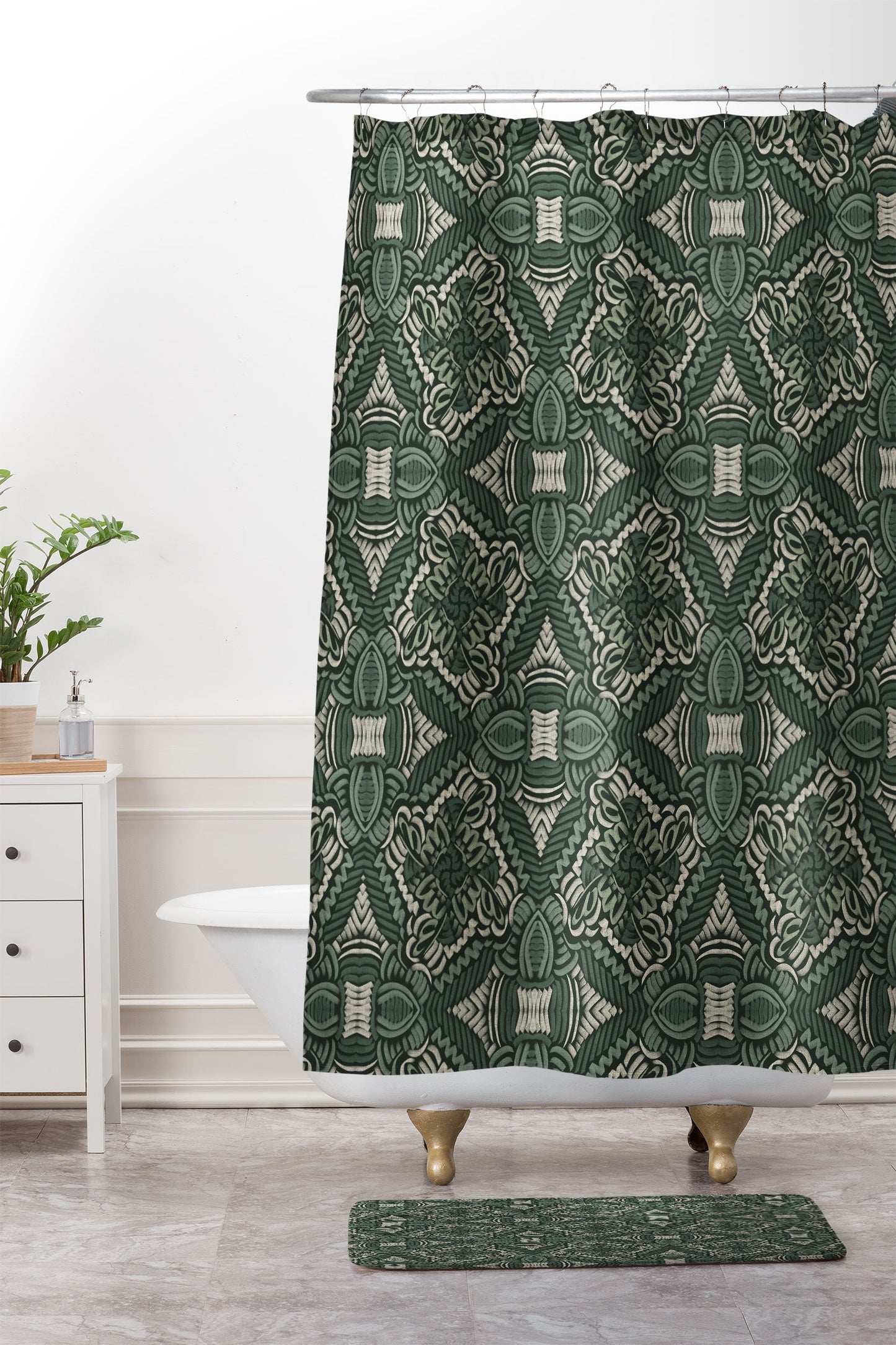 Marta Barragan Camarasa Intricate Forest Mosaic Shower Curtain And Mat
