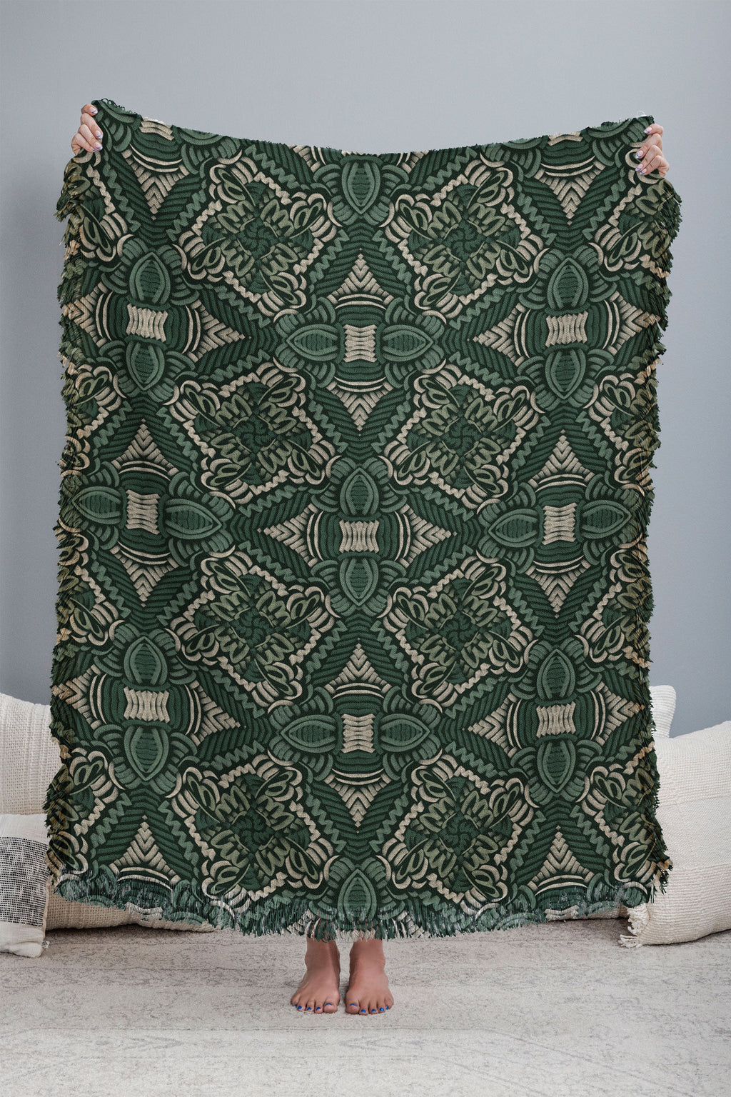 Marta Barragan Camarasa Intricate Forest Mosaic Throw Blanket