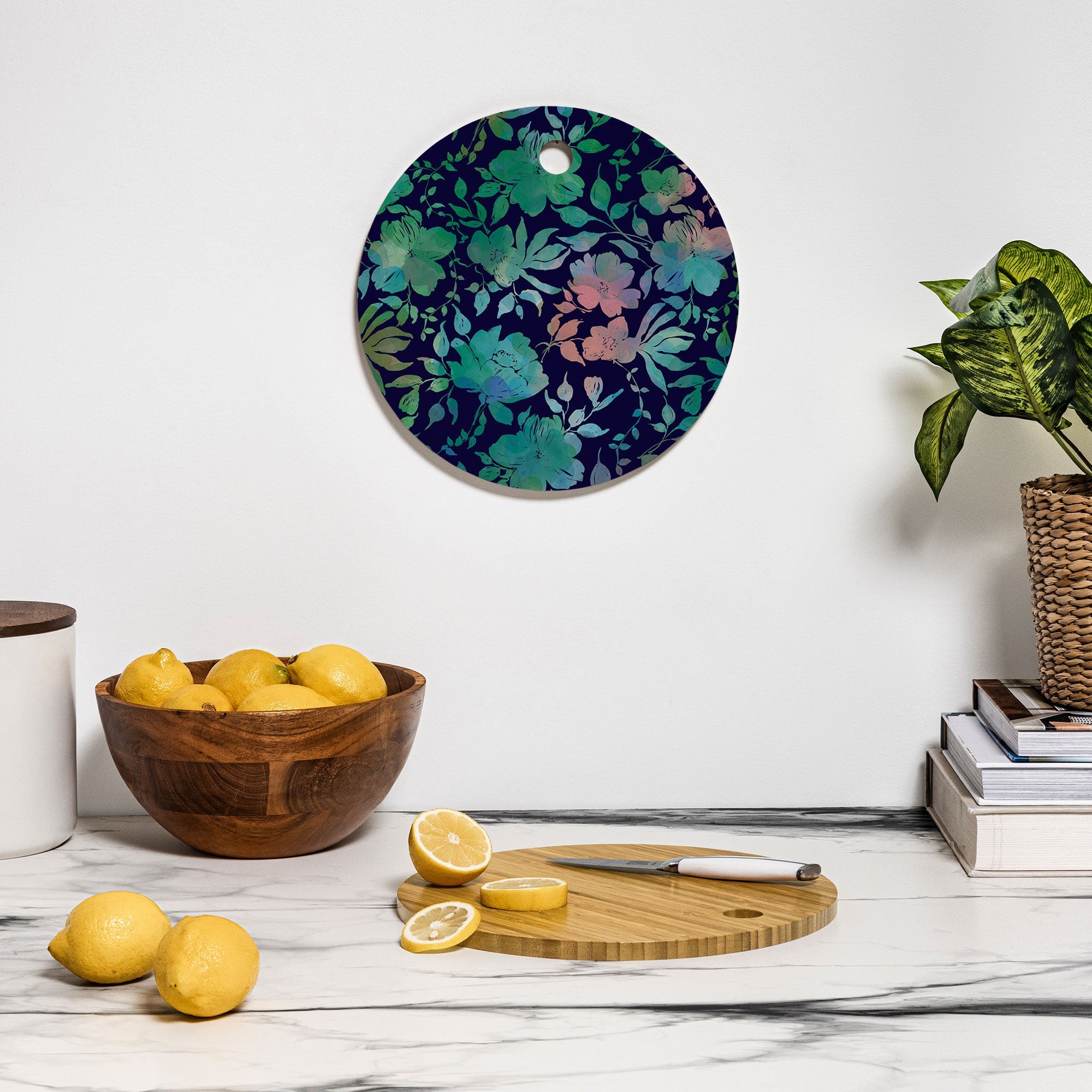 Marta Barragan Camarasa Lush Evening Botanicals Cutting Board Round