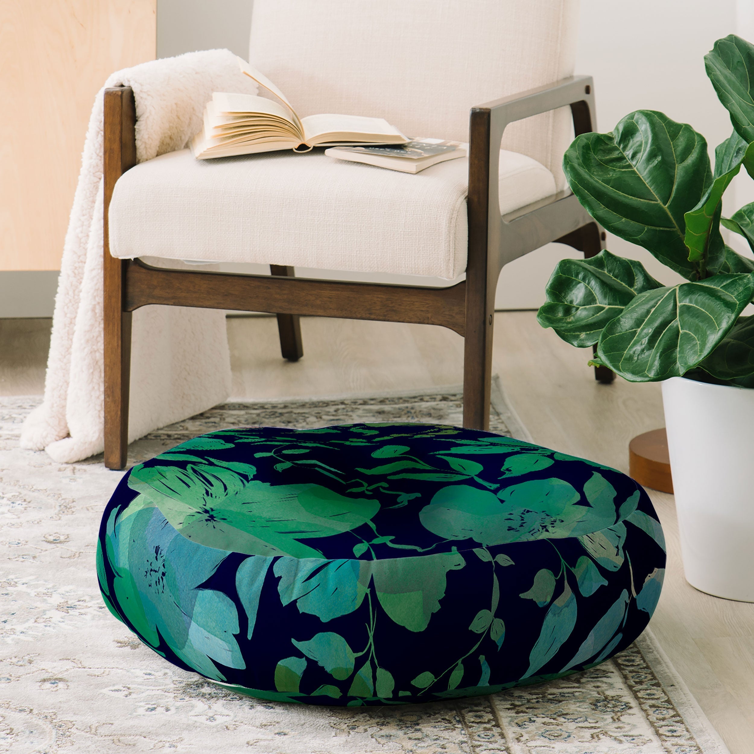 Marta Barragan Camarasa Lush Evening Botanicals Floor Pillow Round