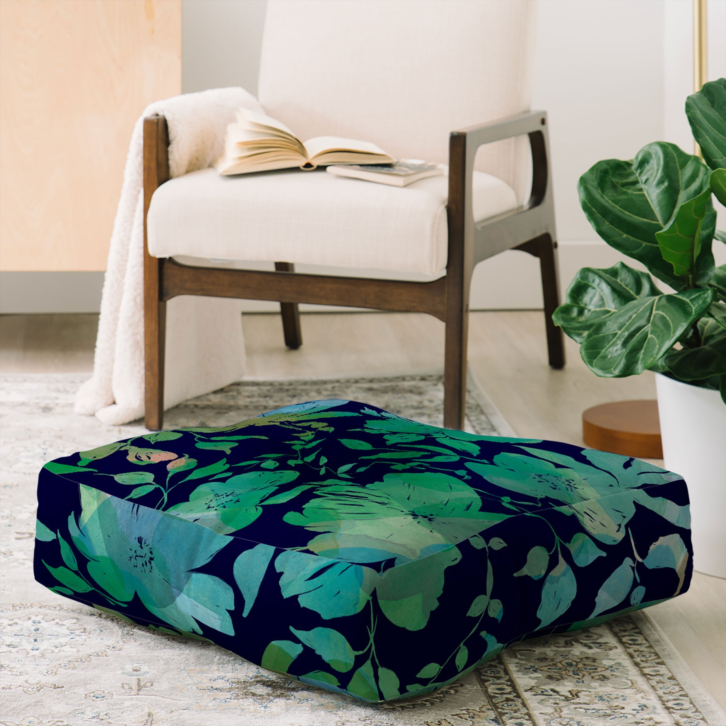 Marta Barragan Camarasa Lush Evening Botanicals Floor Pillow Square