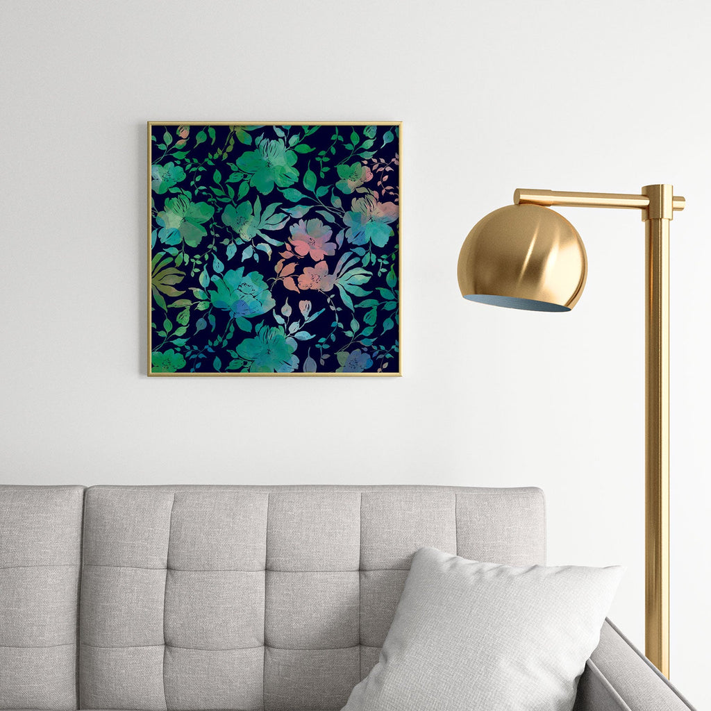 Marta Barragan Camarasa Lush Evening Botanicals Square Metal Framed Art Print