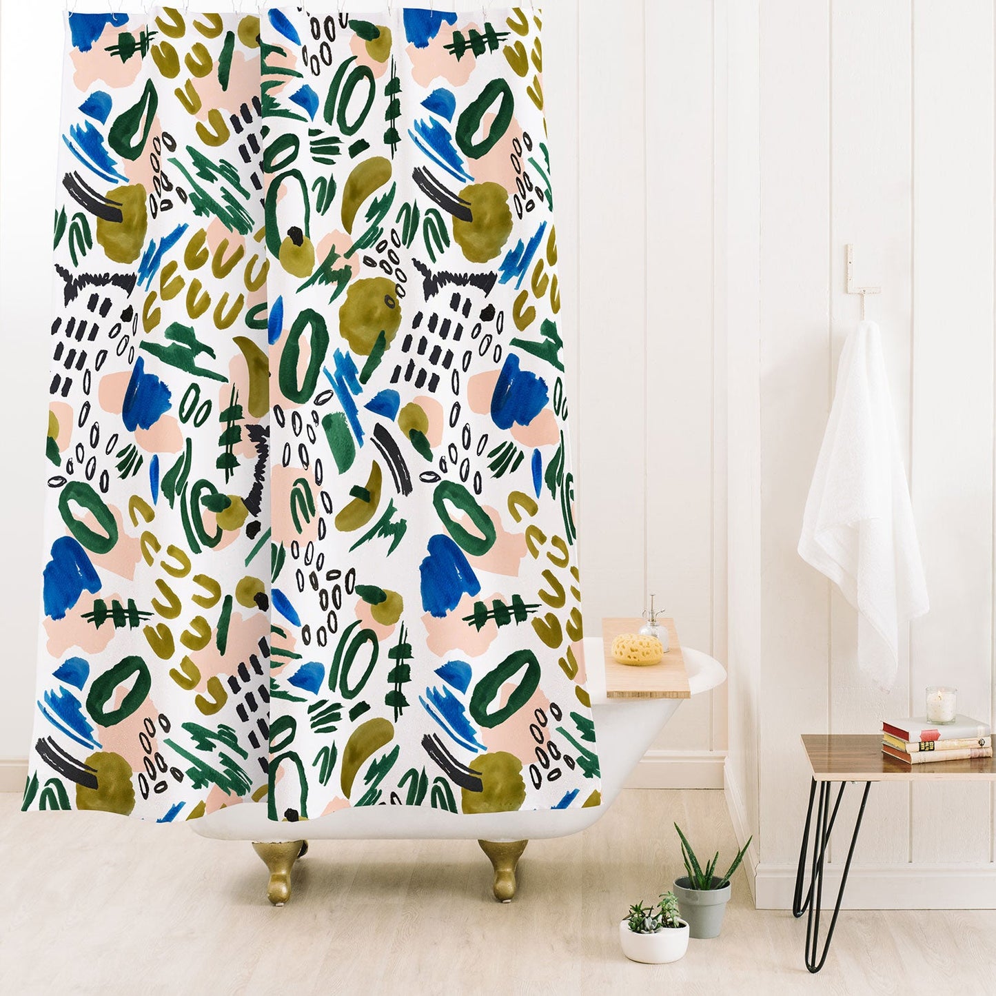 Marta Barragan Camarasa Mix abstract strokes Shower Curtain
