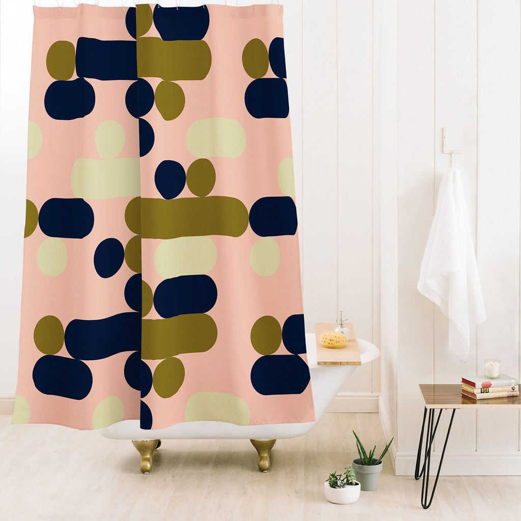 Marta Barragan Camarasa Modern pink geometry Shower Curtain