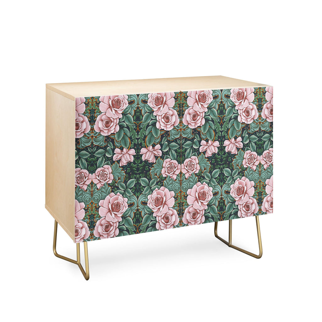 Marta Barragan Camarasa Ornate Vintage Rose Garden Credenza
