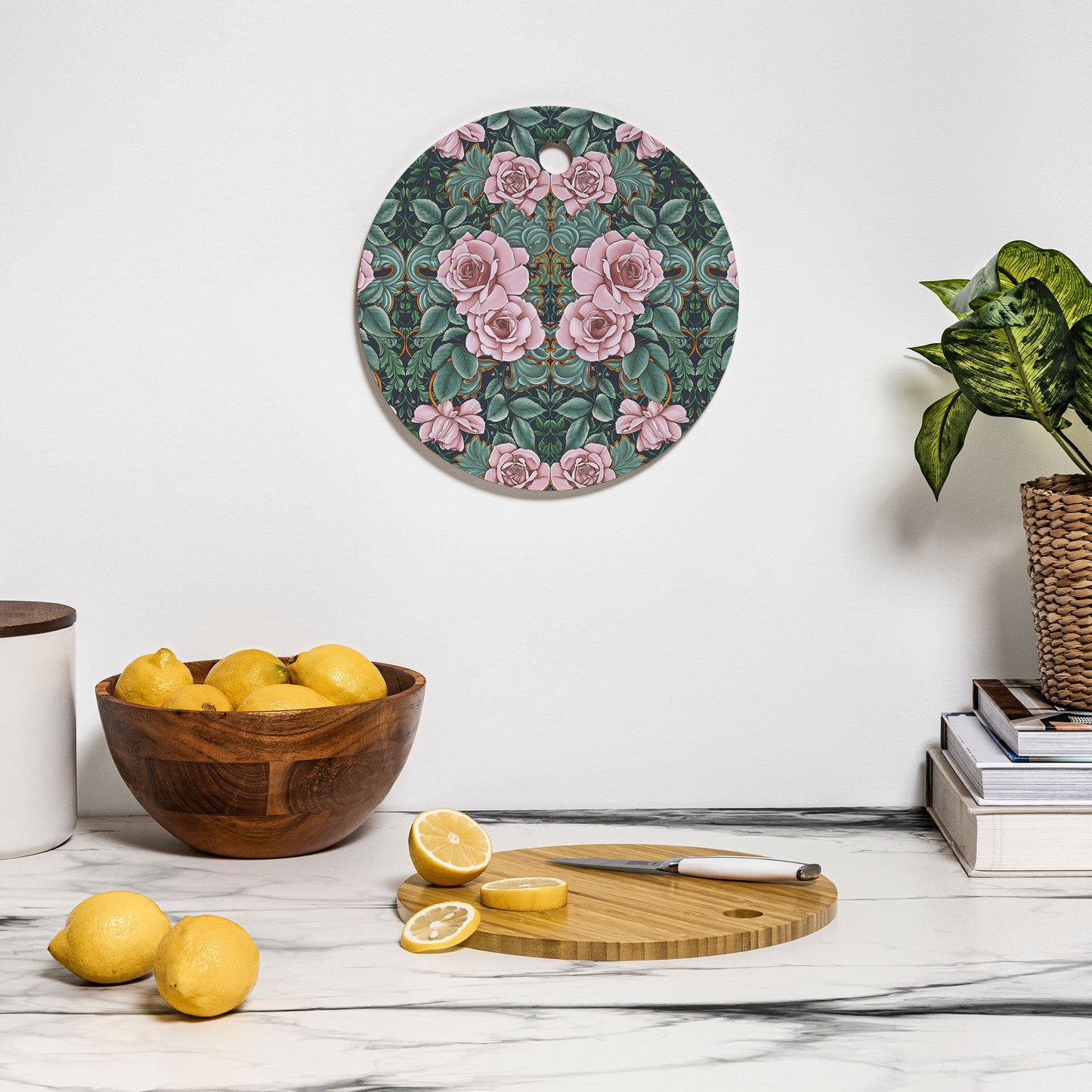 Marta Barragan Camarasa Ornate Vintage Rose Garden Cutting Board Round