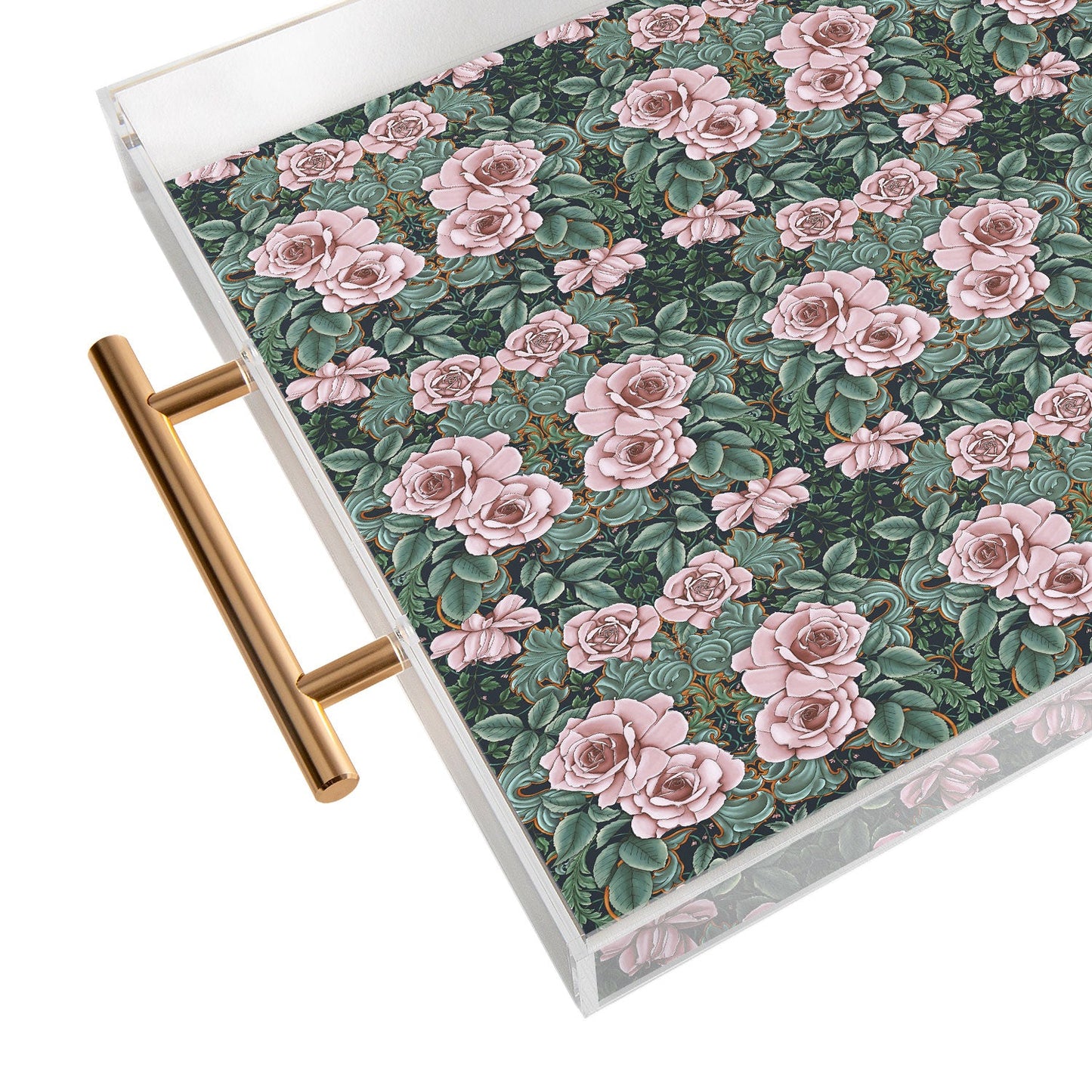 Marta Barragan Camarasa Ornate Vintage Rose Garden Acrylic Tray