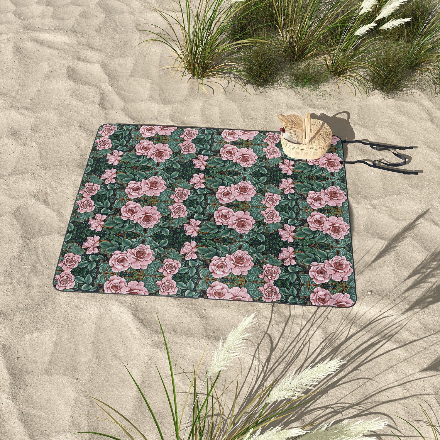Marta Barragan Camarasa Ornate Vintage Rose Garden Picnic Blanket