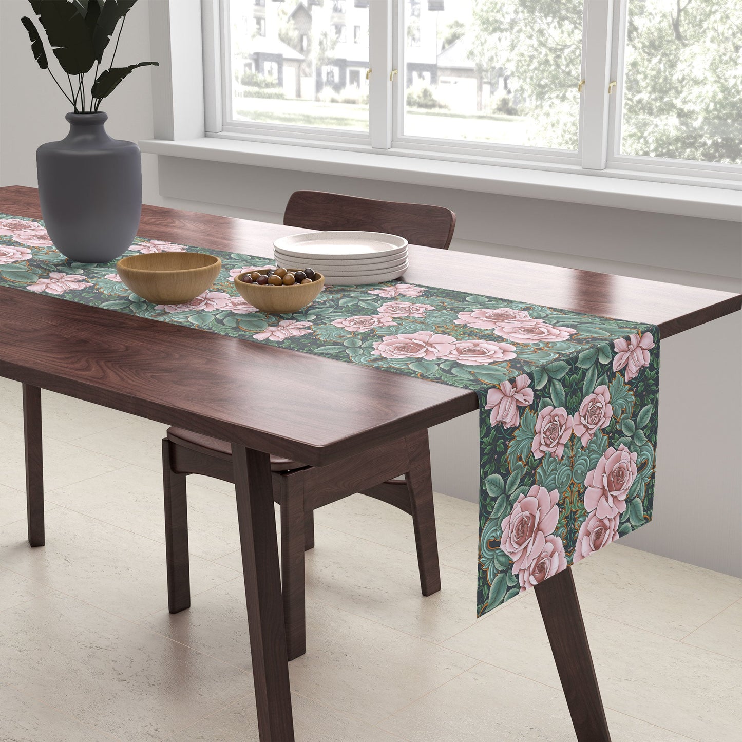 Marta Barragan Camarasa Ornate Vintage Rose Garden Table Runner