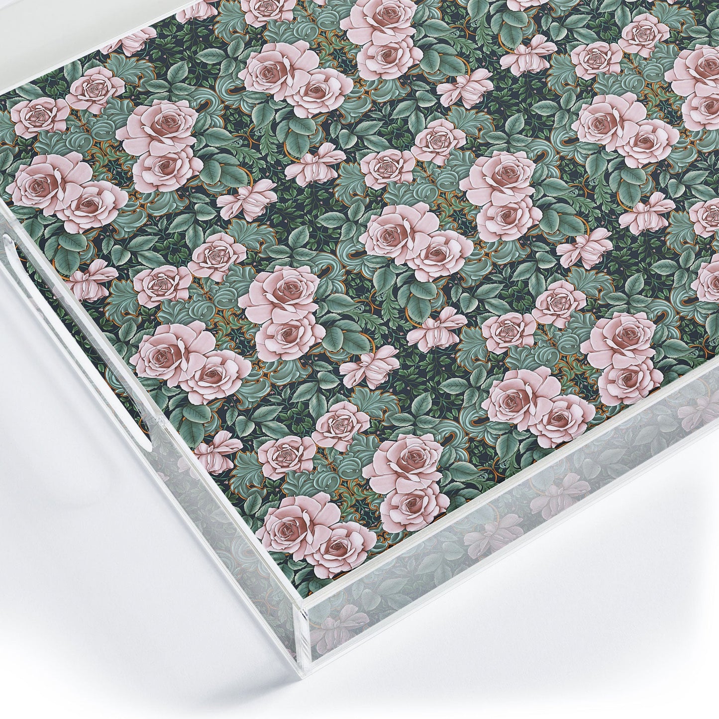 Marta Barragan Camarasa Ornate Vintage Rose Garden Acrylic Tray