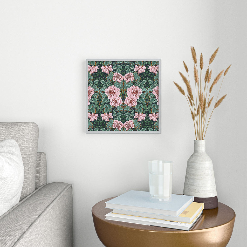 Marta Barragan Camarasa Ornate Vintage Rose Garden Square Metal Framed Art Print