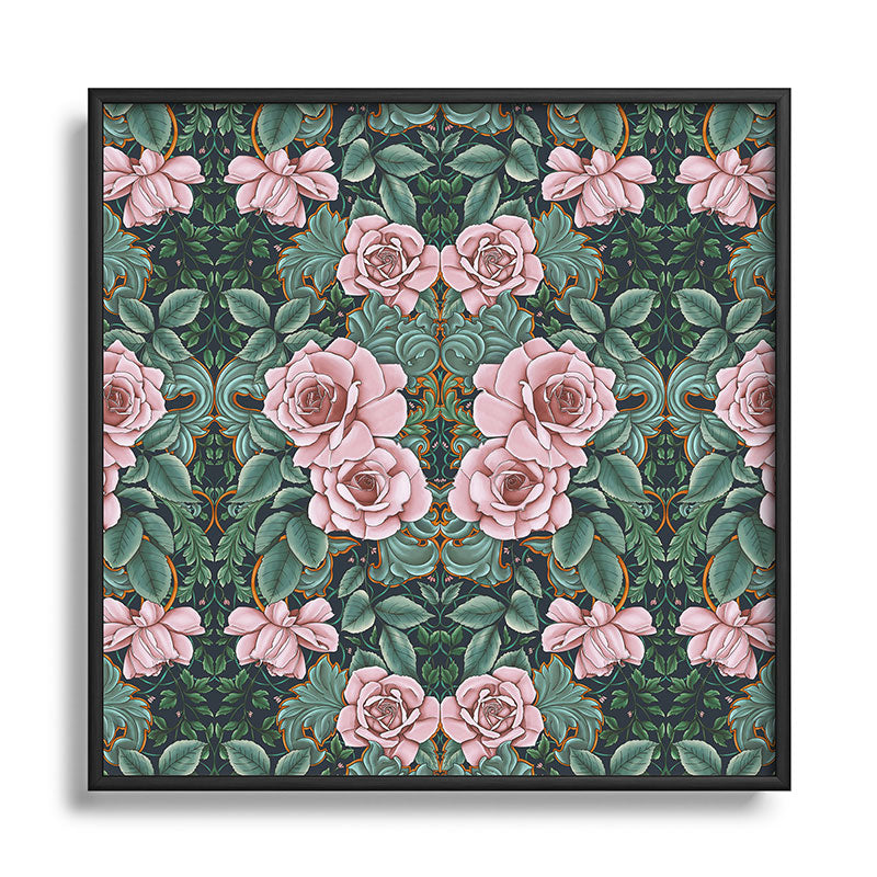 Marta Barragan Camarasa Ornate Vintage Rose Garden Square Metal Framed Art Print