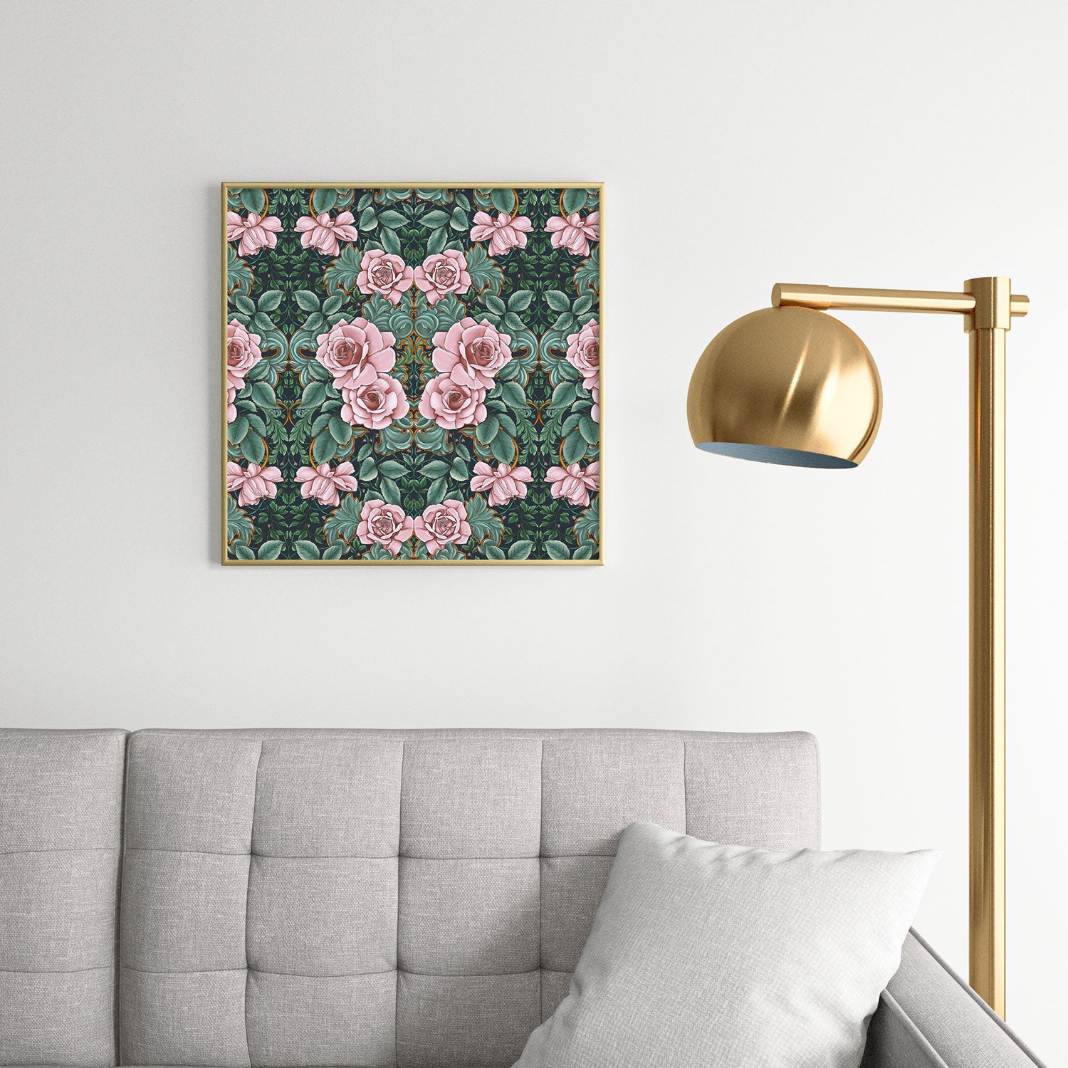 Marta Barragan Camarasa Ornate Vintage Rose Garden Square Metal Framed Art Print