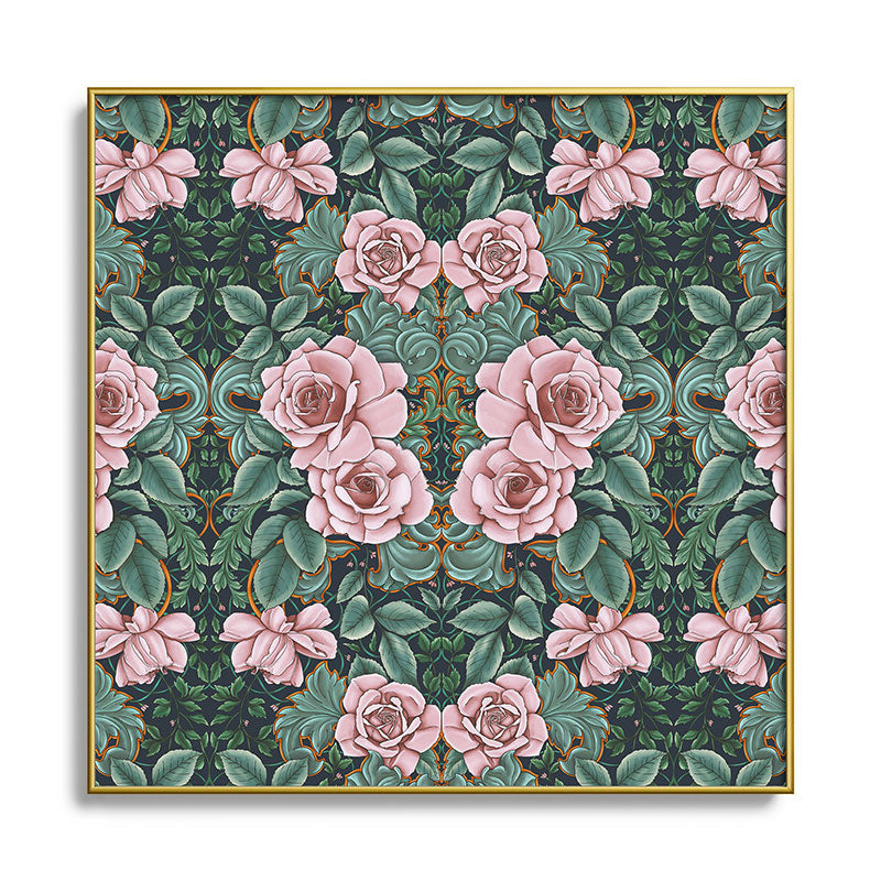 Marta Barragan Camarasa Ornate Vintage Rose Garden Square Metal Framed Art Print