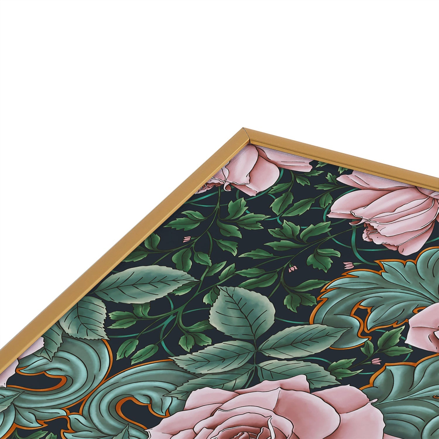Marta Barragan Camarasa Ornate Vintage Rose Garden Square Metal Framed Art Print